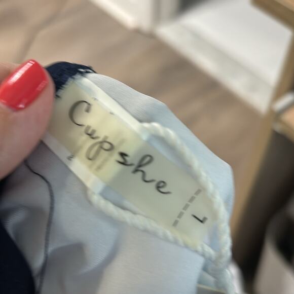 Cupshe Navy Blue Halter Bathing Suit Middle Cutout Padded Top Size Large - Picture 7 of 10